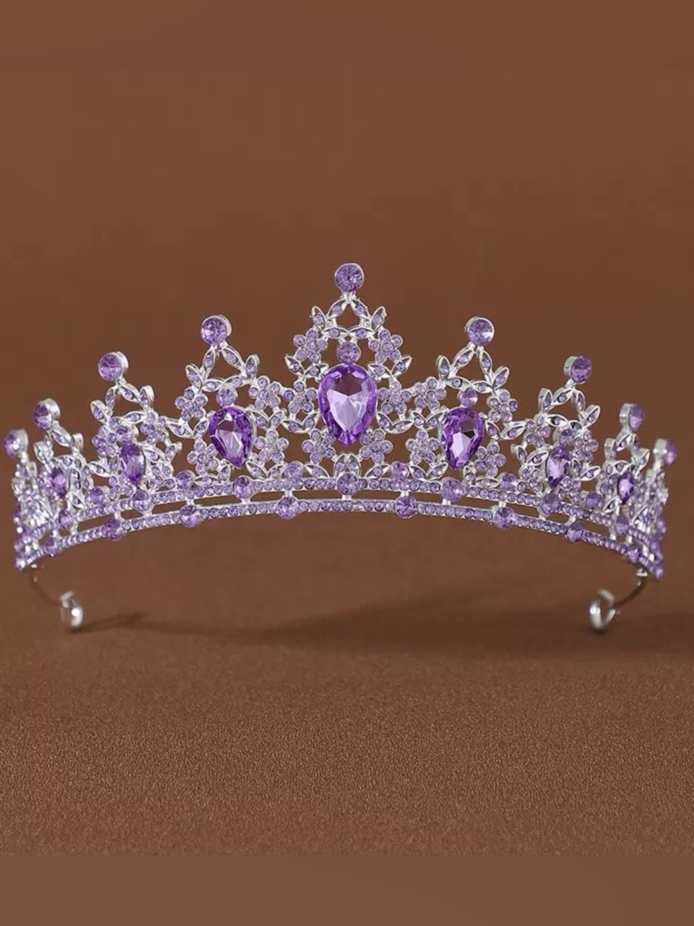 Regal Purple Crystal Tiara Headpiece for Women